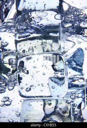 Ice cubes, mineral water, detail view, close-up Stock Photo