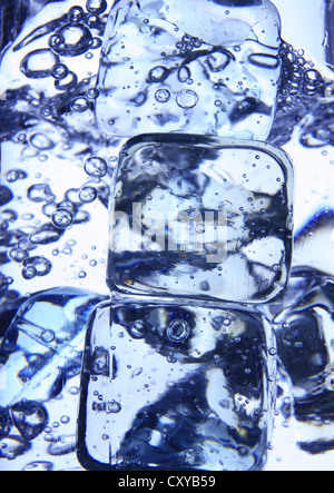 Ice cubes, mineral water, detail view, close-up Stock Photo