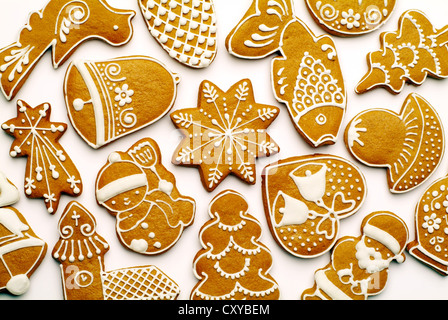 Gingerbread figures, Christmas cookies Stock Photo