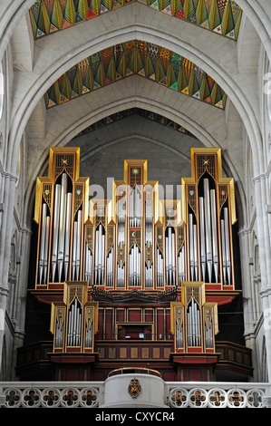 Interior view, organ, Catedral de Nuestra Senora de la Almudena, Santa Maria la Real de La Almudena, Almudena Cathedral, Madrid Stock Photo