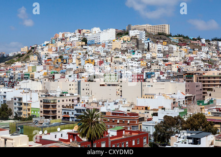 Colourful nested houses, San Juan district, Las Palmas de Gran Canaria, Gran Canaria, Canary Islands, Spain, Europe Stock Photo