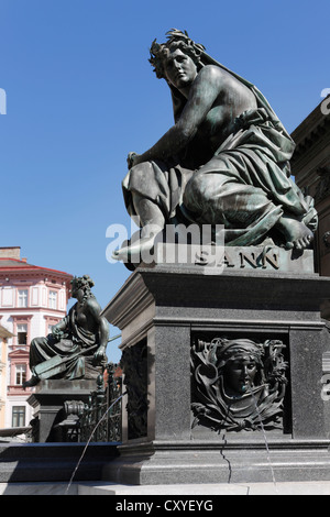 Archduke Johann Fountain, allegorical representation of the river Sann, Hauptplatz square, Graz, Styria, Austria, Europe Stock Photo