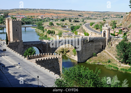 Puente de Alcantara, bridge over the Tagus river, Rio Tajo, Toledo, Castile–La Mancha, Spain, Europe, PublicGround Stock Photo