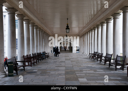 Colonnades following the line of the old Woolwich - Deptford road at The Queen's House, Greenwich. Stock Photo