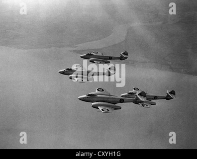 RAF GLOSTER METEOR  jet fighters about 1955 Stock Photo