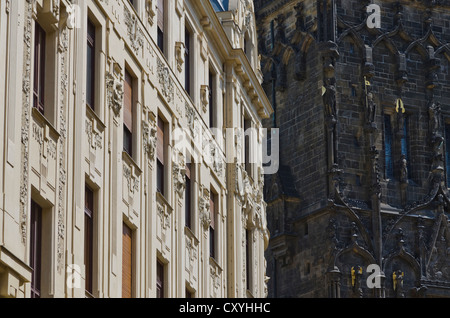 Restored facades, Prague, Czech Republic, Europe Stock Photo