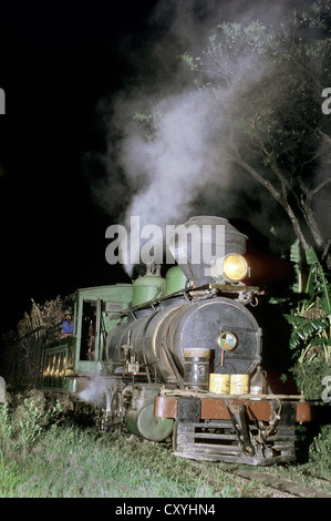 Scene at Barcelos Usina on the Sugar plantation of Campos State Brazil . The Veteran 2-8-0 was built by Baldwin in 1894. Stock Photo