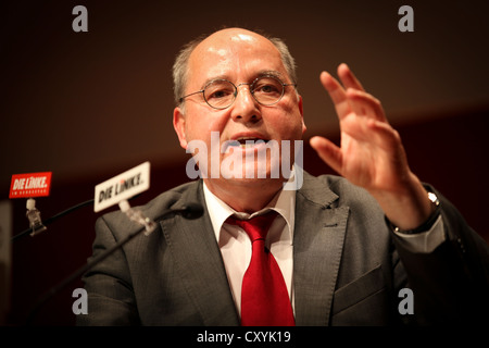 Gregor Gysi, leader of the parliamentary group 'Die Linken' at a political rally of his party, ICC Berlin Stock Photo