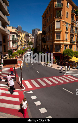 Street in La Condamine, Principality of Monaco, Europe Stock Photo