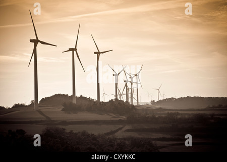 Windmills in Tarragona, Catalonia, Spain, Europe Stock Photo