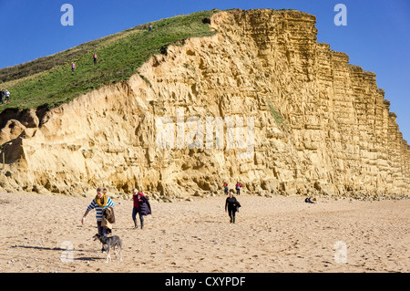 Golden Cap cliff on the Jurassic Coast at West Bay, Bridport, Dorset, UK Stock Photo