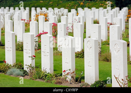 Grave stones in Airborne Cemetery, Arnhem Oosterbeek War Cemetery, Oosterbeek, Arnhem, Gelderland, Netherlands, Europe Stock Photo