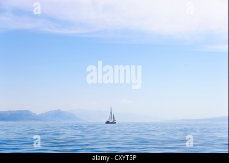 Single sailing yacht on the Adriatic coast, Croatia, Europe Stock Photo