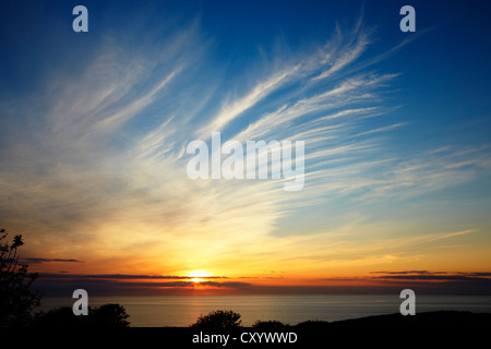 Sunset over the Irish sea from Isle of Man Stock Photo