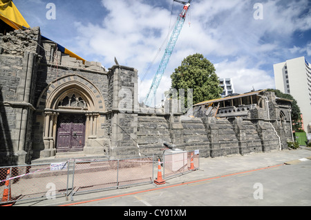 Earthquake damage to the landmark of Christchurch, South Island, New Zealand Stock Photo