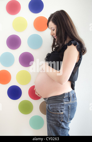 9 months pregnant woman, 33 years old Stock Photo