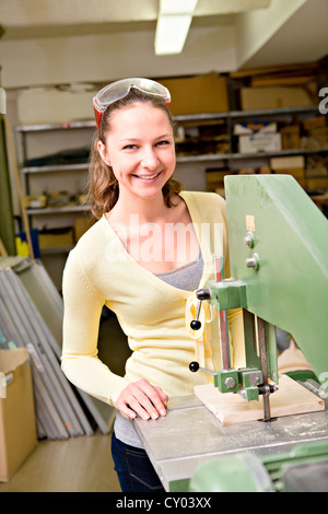 Teenage schoolgirl in the handwork classroom Stock Photo