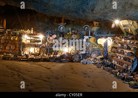 Souvenir shop in the grotto of Hercules near Tangier-Assilah, Tangier-Tetouan, Morocco, North Africa, Maghreb, Africa Stock Photo