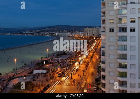 Avenue Mohammed VI and the city beach of Tangier-Assilah, Tangier-Tetouan, Morocco, North Africa, Maghreb, Africa Stock Photo