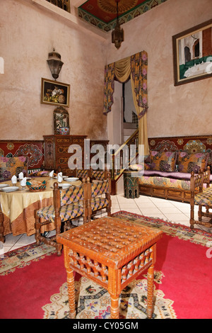 Old riad, converted into a restaurant, Rabat, Rabat-Salé-Zemmour-Zaer, Morocco, North Africa, Maghreb, Africa Stock Photo