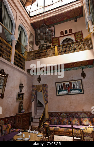 Old riad, converted into a restaurant, Rabat, Rabat-Salé-Zemmour-Zaer, Morocco, North Africa, Maghreb, Africa Stock Photo
