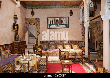 Old riad, converted into a restaurant, Rabat, Rabat-Salé-Zemmour-Zaer, Morocco, North Africa, Maghreb, Africa Stock Photo