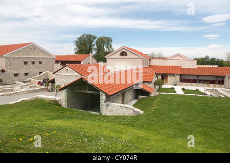 Excavations and the reconstruction of the Villa Urbana in the Roman town of Carnuntum, Petronell Open-Air Museum Stock Photo