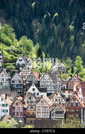 Half-timbered houses in Schiltach, Kinzigtal Valley, Black Forest, Baden-Wuerttemberg Stock Photo