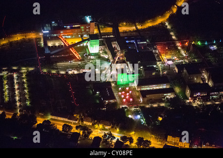 Aerial view, Zeche Zollverein colliery with coking plant, UNESCO World Heritage site, Extraschicht 2012, annual cultural event Stock Photo