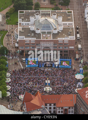 Aerial view, public viewing area at the Euro 2012 quarter final match Germany vs Greece, Friedensplatz square in front of the Stock Photo