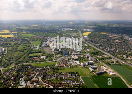 Aerial view, Dortmund TechnologiePark, University of Dortmund, Ruhr area, North Rhine-Westphalia Stock Photo