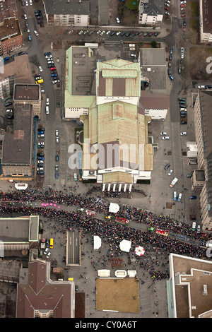 Aerial view, parade, street carnival, Duisburg, Ruhr, North Rhine-Westphalia Stock Photo