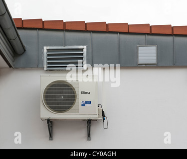 Air conditioning unit on a wall, PublicGround Stock Photo