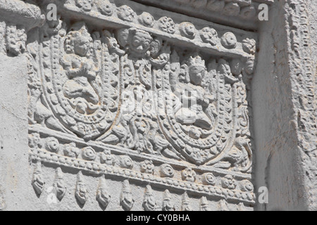 Exterior stucco detail of the LEIMYETHETHNA OR LAYMYETHNA PHATO built in 1222 - BAGAN, MYANMAR Stock Photo