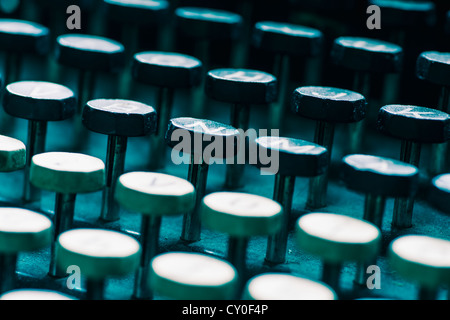 Retro technology, keyboard of an old fashioned typewriter Stock Photo