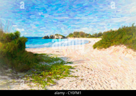 View of Horseshoe Bay Beach on the south side of Bermuda. Stock Photo