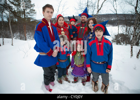 sami people in the north of Finland Stock Photo