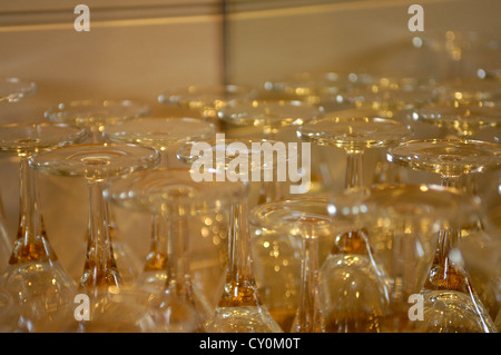 Lots of Upside Down Wine Glasses Stock Photo