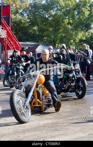 Chopper  motorcycle at a show in Gloucestershire England Stock Photo