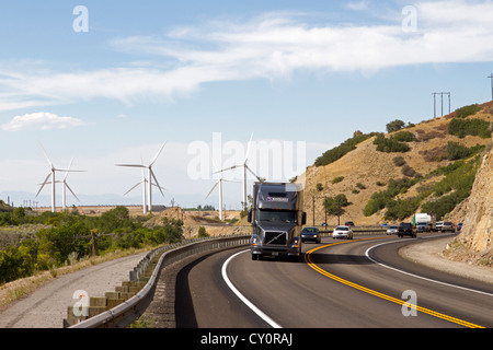 Wind turbines near Ogden, Utah. Stock Photo