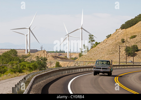 Wind turbines near Ogden, Utah. Stock Photo