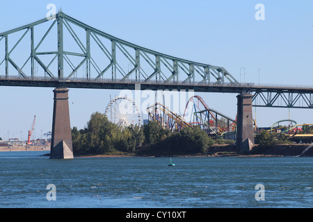 La Ronde and Pont Jacques Cartier, Montreal, Quebec Stock Photo