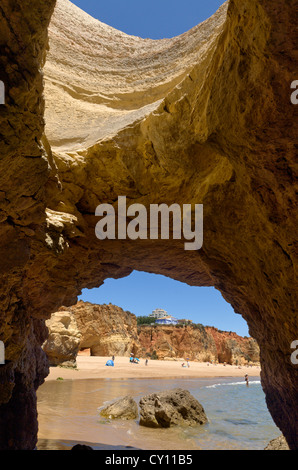 Rock formations on Praia da Rocha beach, Portugal, the Algarve, Stock Photo