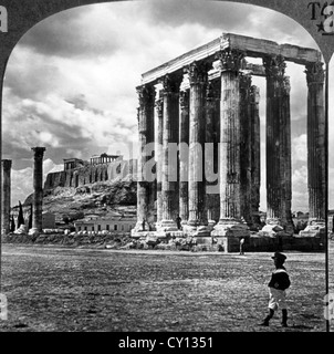 Photo Stéréo Vintage D'Athènes, Grèce - Tirage Original Argentique Circa 1910, Procédé Ancien