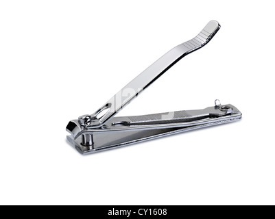 old and used nail clippers isolated on white Stock Photo