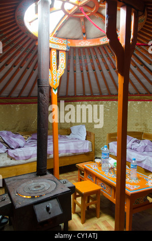Interior of yurt, door, Mongolia Stock Photo - Alamy