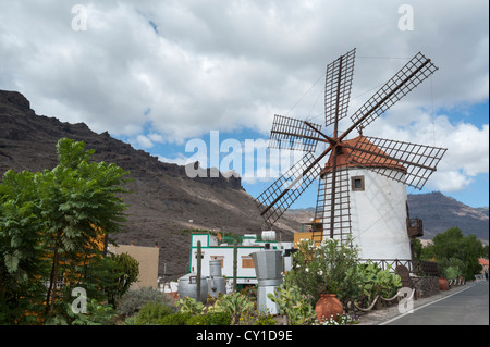 The windmill at El Molino de Viento near Puerto Mogan Gran Canaria Canary Islands Spain Stock Photo