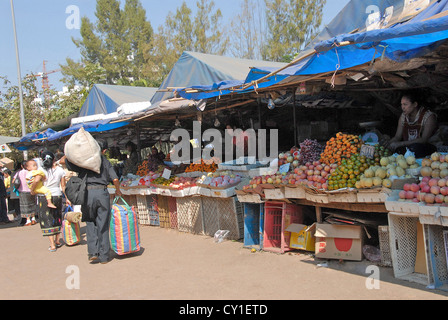 fruits and vegetables day market Vientiane Laos Stock Photo