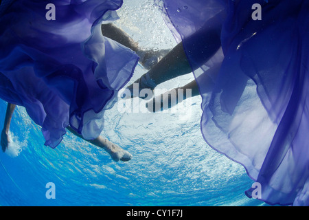 Underwater photo of a National Ballet of Panama dancers. Stock Photo