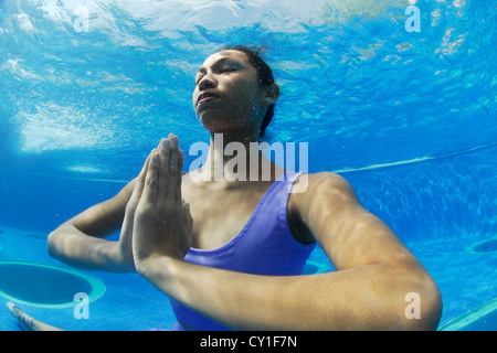 Underwater photo of a dancer of the National Ballet of Panama. Stock Photo